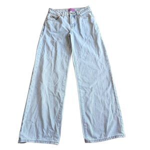 Edikted juniors Sz XS wash blue bow pocket relax wide leg  jeans